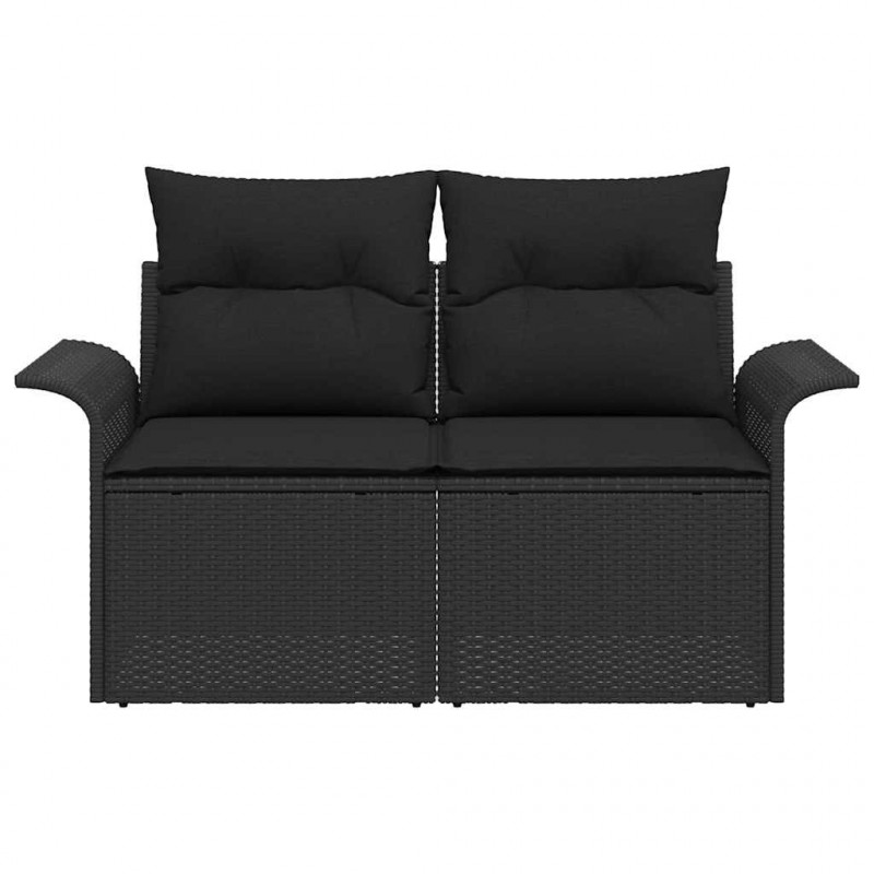 Sofa Ogrodowa z poduszką Czarny 141 x 62 x 69cm polirattan
