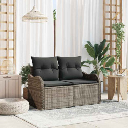 Sofa Ogrodowa z poduszką Szary 121 x 62 x 69cm polirattan