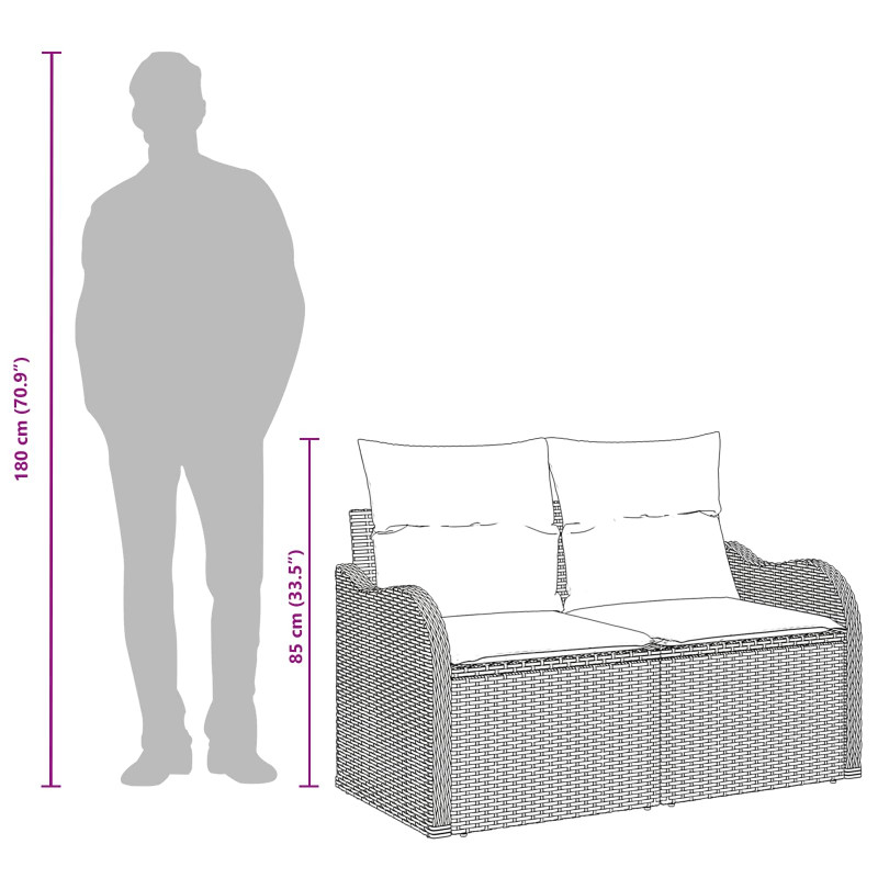 Sofa Ogrodowa z poduszką Jasnoszary 121 x 62 x 69cm polirattan