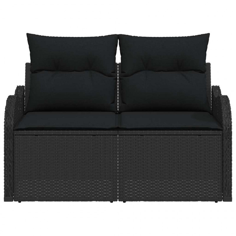 Sofa Ogrodowa z poduszką Czarny 121 x 62 x 69cm polirattan