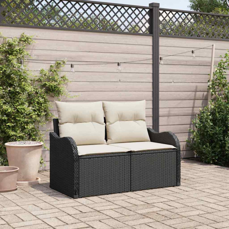 Sofa Ogrodowa z poduszką Czarny 121 x 62 x 69cm polirattan