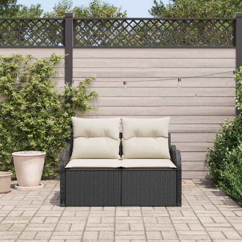 Sofa Ogrodowa z poduszką Czarny 121 x 62 x 69cm polirattan