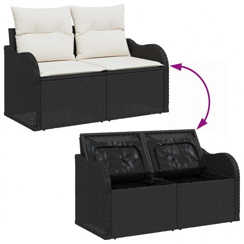 Sofa Ogrodowa z poduszką Czarny 121 x 62 x 69cm polirattan