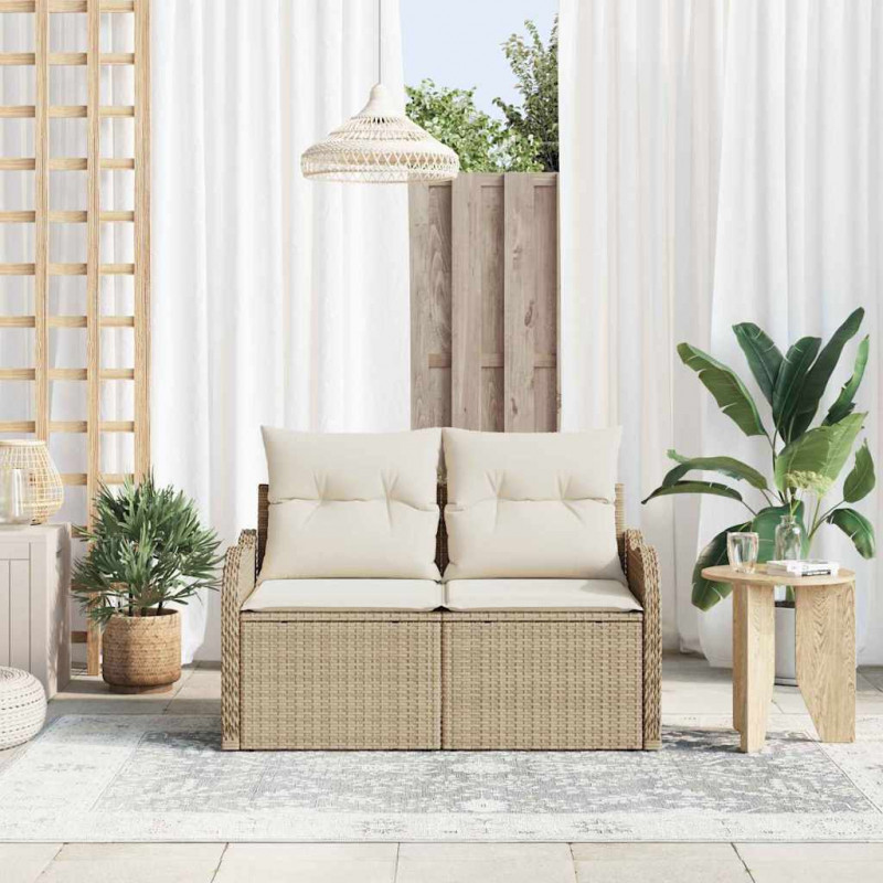 Sofa Ogrodowa z poduszką Beżowy 121 x 62 x 69cm polirattan
