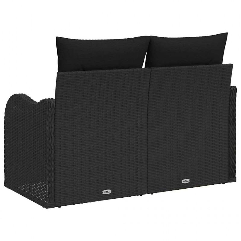 Sofa Ogrodowa z poduszką Czarny 121 x 62 x 69cm polirattan