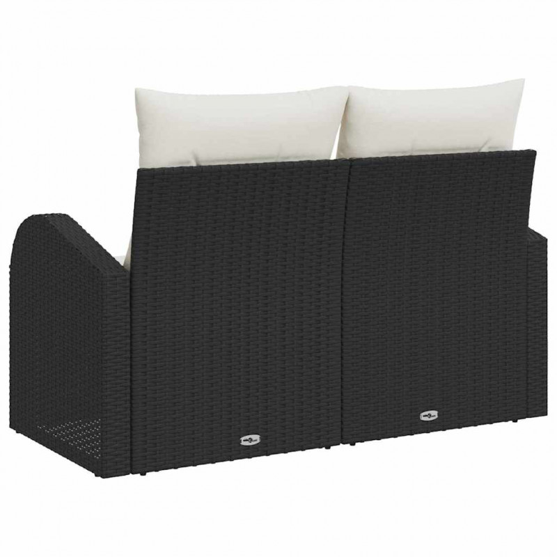 Sofa Ogrodowa z poduszką Czarny 124 x 62 x 69 cm polirattan