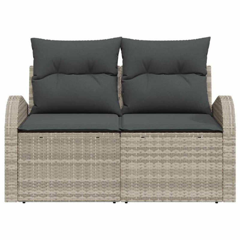 Sofa Ogrodowa z poduszką Jasnoszary 124 x 62 x 69 cm polirattan