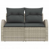 Sofa Ogrodowa z poduszką Jasnoszary 124 x 62 x 69 cm polirattan