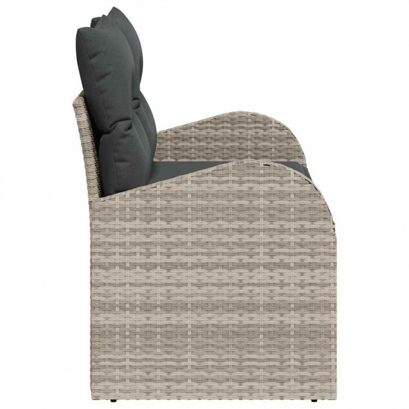 Sofa Ogrodowa z poduszką Jasnoszary 124 x 62 x 69 cm polirattan