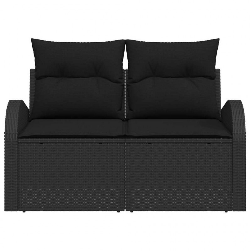 Sofa Ogrodowa z poduszką Czarny 124 x 62 x 69 cm polirattan