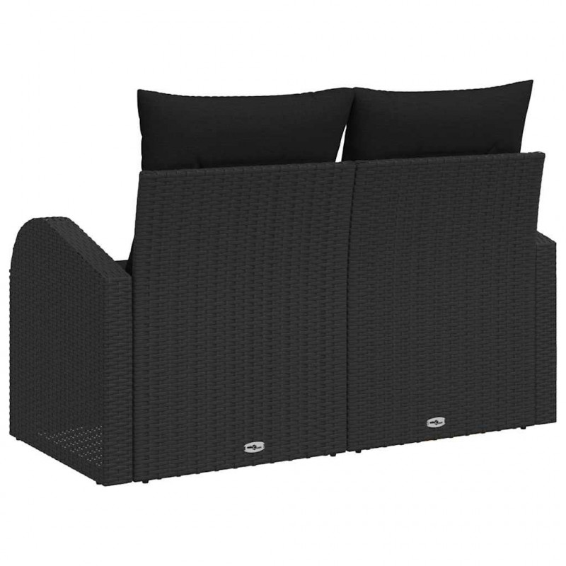 Sofa Ogrodowa z poduszką Czarny 124 x 62 x 69 cm polirattan