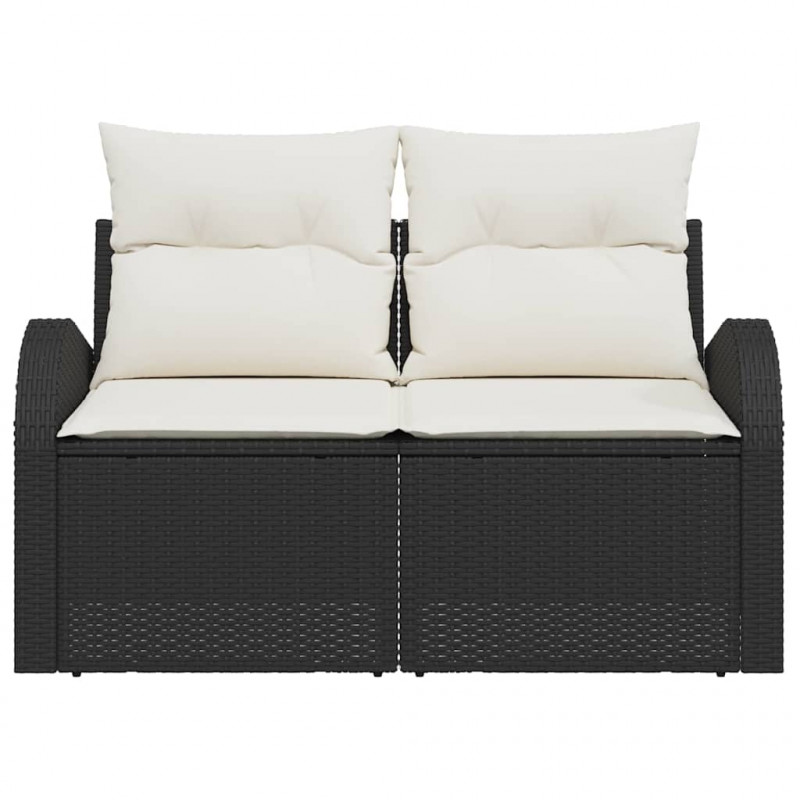 Sofa Ogrodowa z poduszką Czarny 124 x 62 x 69 cm polirattan