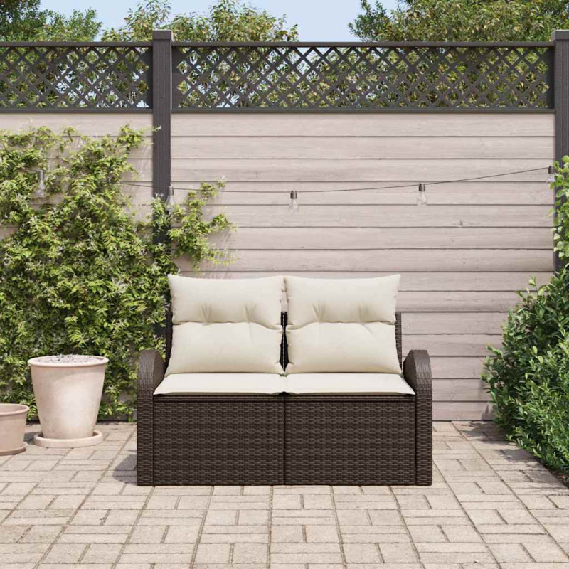 Sofa Ogrodowa z poduszką Brązowy 124 x 62 x 69 cm polirattan