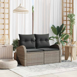 Sofa Ogrodowa z poduszką Szary 124 x 62 x 69 cm polirattan