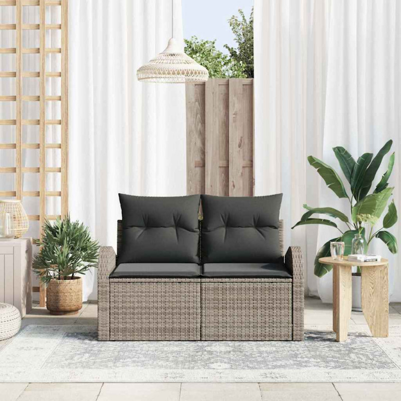 Sofa Ogrodowa z poduszką Szary 124 x 62 x 69 cm polirattan
