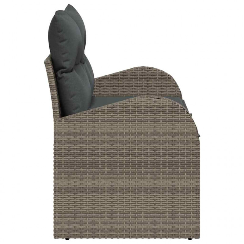 Sofa Ogrodowa z poduszką Szary 124 x 62 x 69 cm polirattan