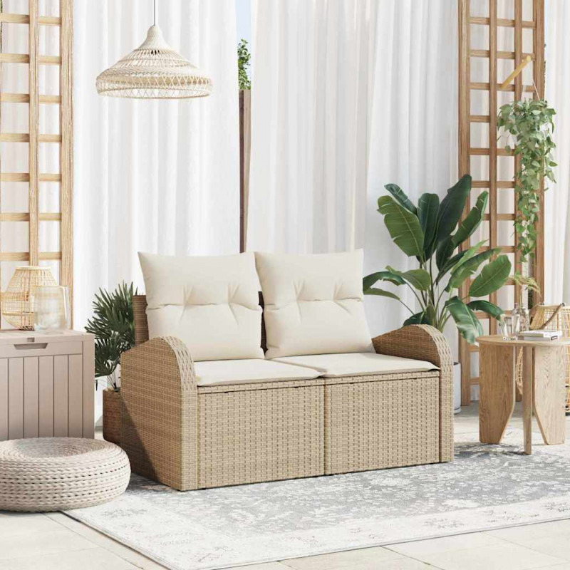 Sofa Ogrodowa z poduszką Beżowy 124 x 62 x 69 cm polirattan