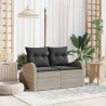 Sofa Ogrodowa z poduszką Jasnoszary 124 x 62 x 69 cm polirattan