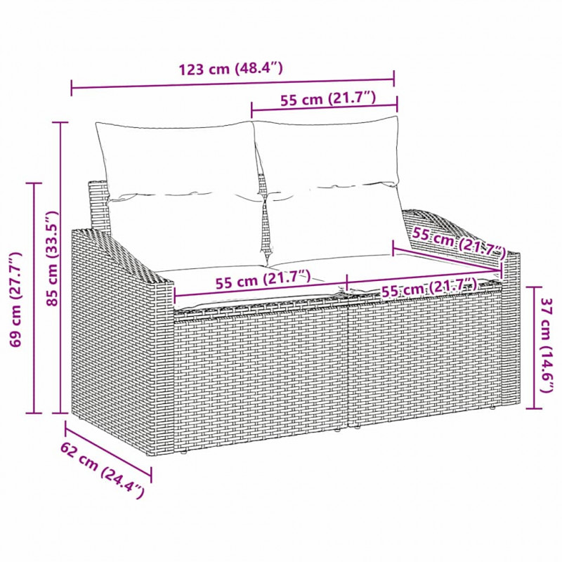 Sofa Ogrodowa z poduszką 123 x 62 x 69 cm polirattan