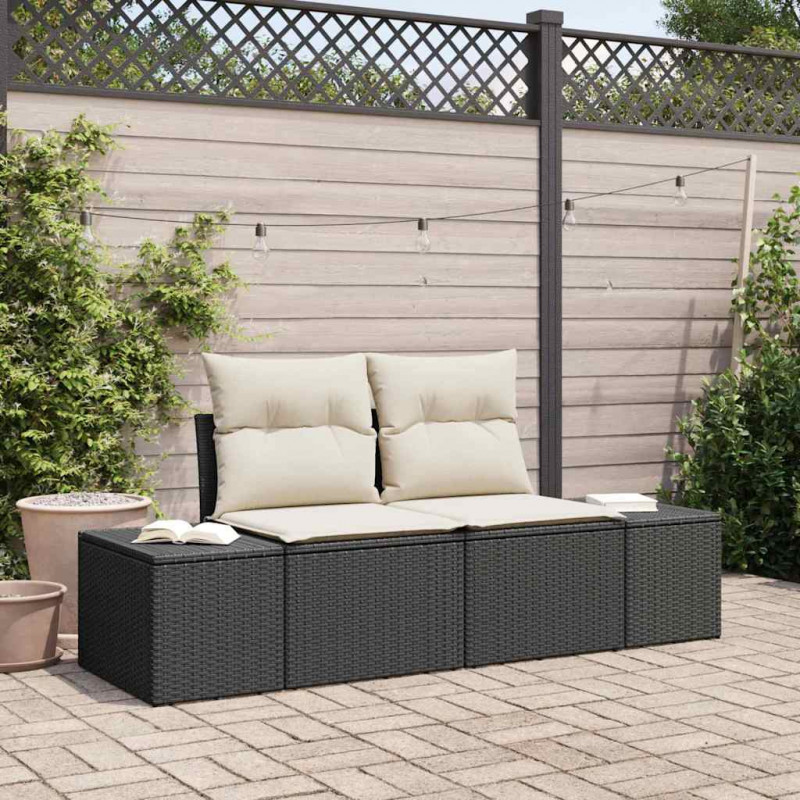 Sofa Ogrodowa z poduszką Czarny 184 x 62 x 69 cm polirattan