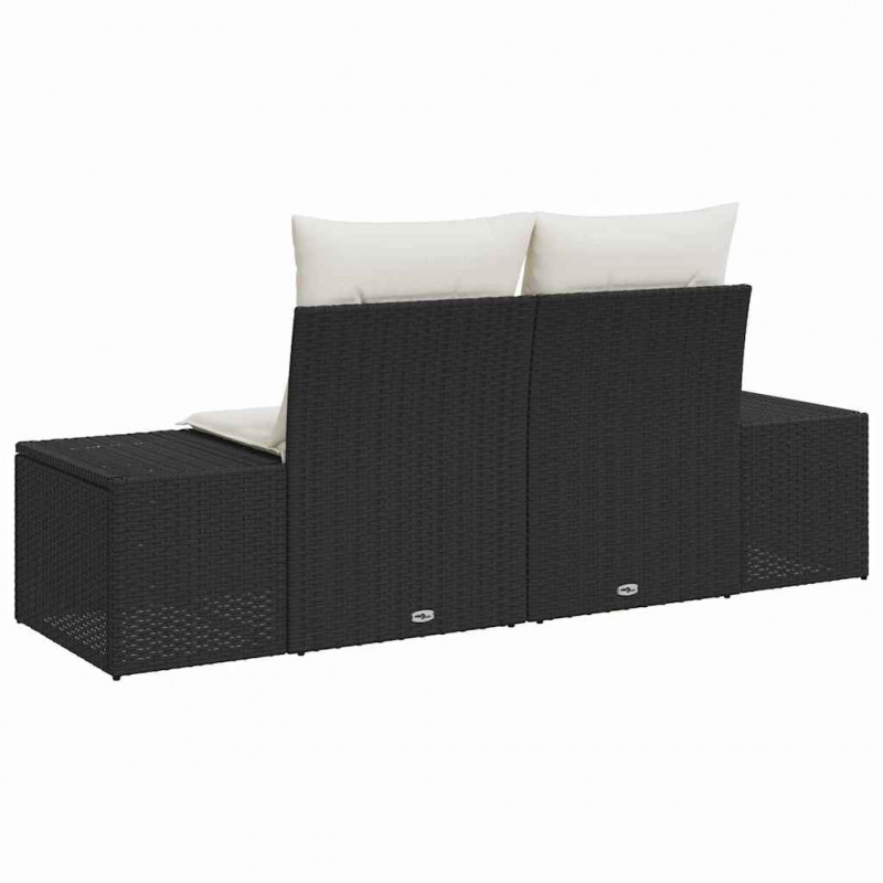 Sofa Ogrodowa z poduszką Czarny 184 x 62 x 69 cm polirattan