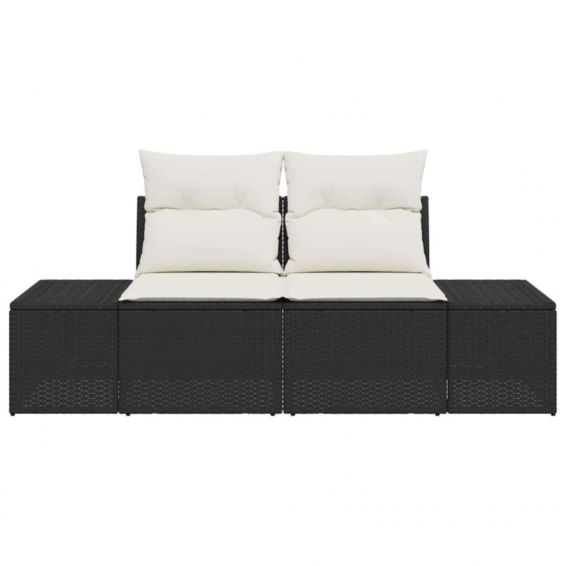 Sofa Ogrodowa z poduszką Czarny 184 x 62 x 69 cm polirattan