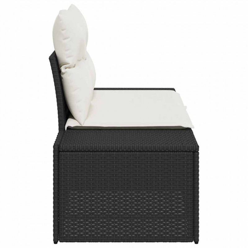 Sofa Ogrodowa z poduszką Czarny 184 x 62 x 69 cm polirattan