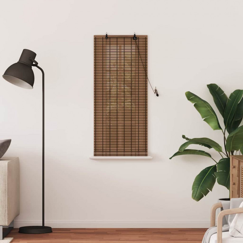 Roleta z zasłonami Brązowy 60 x 160 cm Bambus