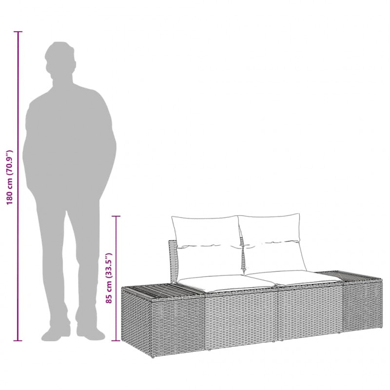 Sofa Ogrodowa z poduszką Brązowy 184 x 62 x 69 cm polirattan