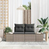 Sofa Ogrodowa z poduszką Szary 184 x 62 x 69 cm polirattan