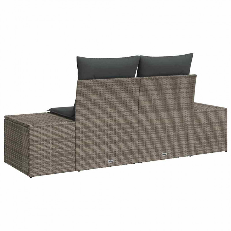Sofa Ogrodowa z poduszką Szary 184 x 62 x 69 cm polirattan