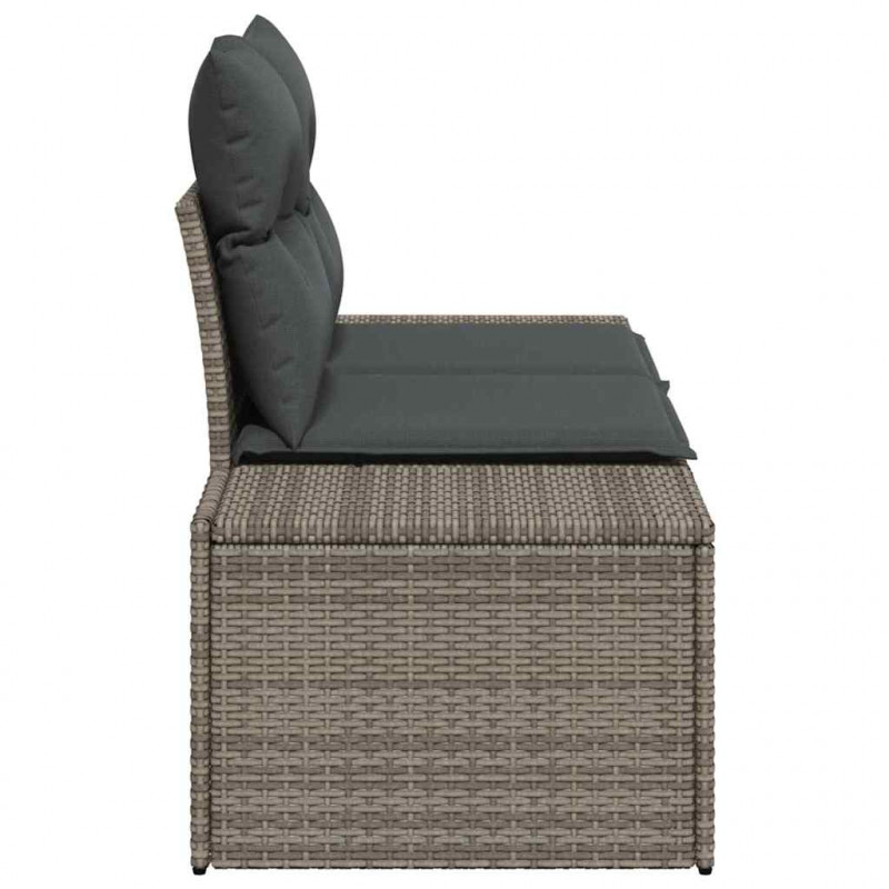 Sofa Ogrodowa z poduszką Szary 184 x 62 x 69 cm polirattan