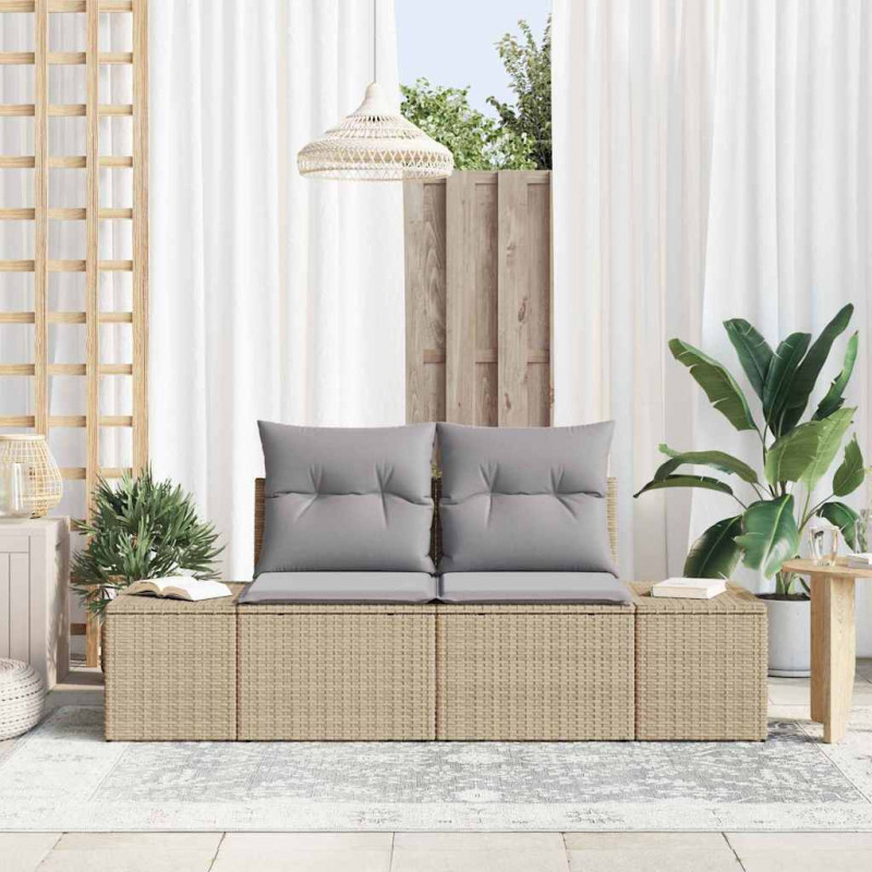 Sofa Ogrodowa z poduszką Beżowy 184 x 62 x 69 cm polirattan