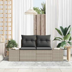 Sofa Ogrodowa z poduszką Szary 184 x 62 x 69 cm polirattan