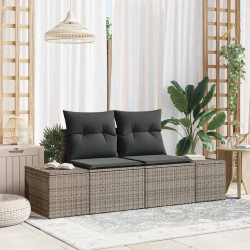 Sofa Ogrodowa z poduszką Szary 184 x 62 x 69 cm polirattan
