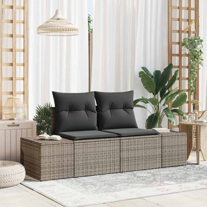 Sofa Ogrodowa z poduszką Szary 184 x 62 x 69 cm polirattan