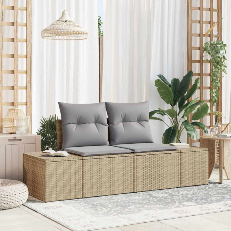 Sofa Ogrodowa z poduszką Beżowy 184 x 62 x 69 cm polirattan