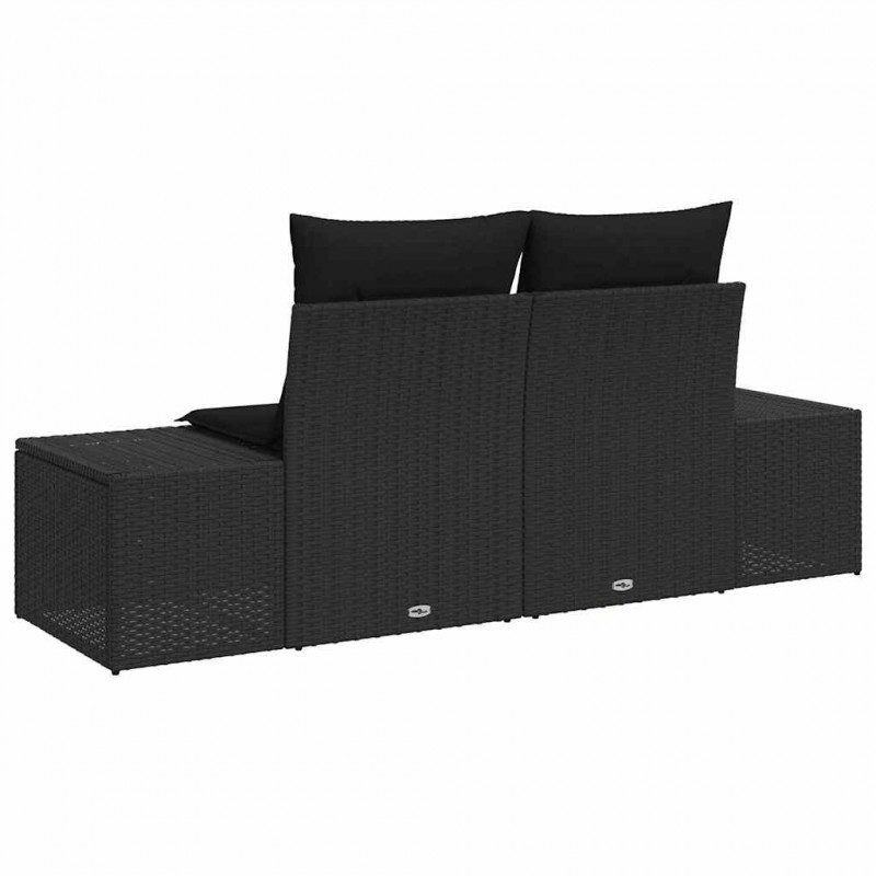 Sofa Ogrodowa z poduszką Czarny 184 x 62 x 69 cm polirattan