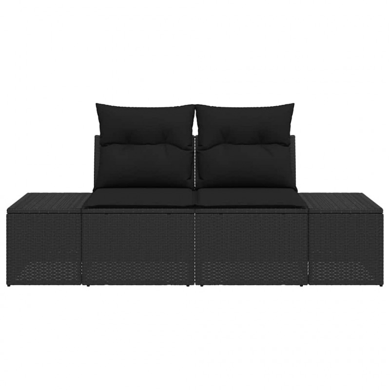 Sofa Ogrodowa z poduszką Czarny 184 x 62 x 69 cm polirattan