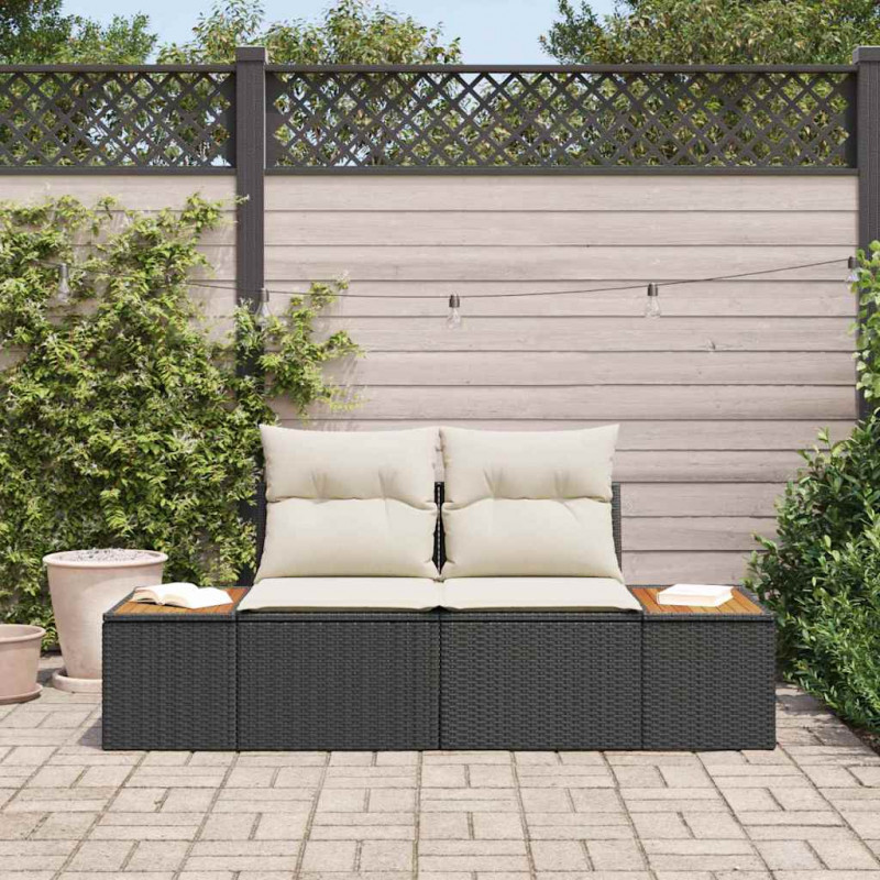Sofa Ogrodowa Czarny 184 x 62 x 85cm polirattan