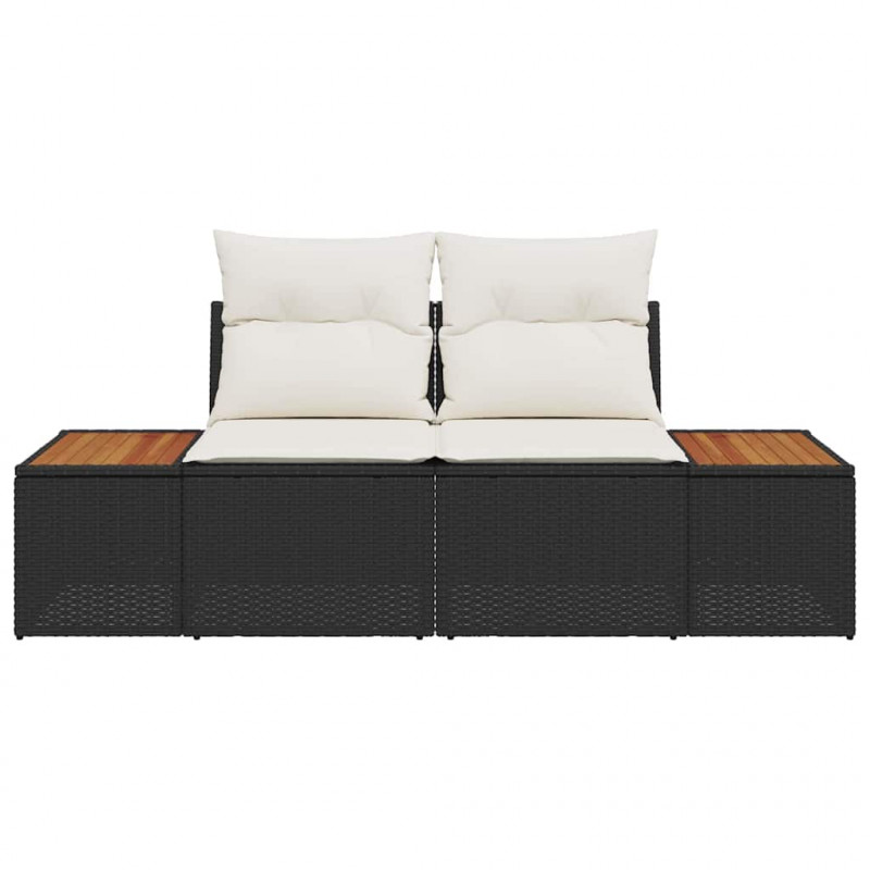 Sofa Ogrodowa Czarny 184 x 62 x 85cm polirattan