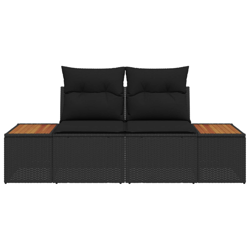Sofa Ogrodowa Czarny 184 x 62 x 85cm polirattan