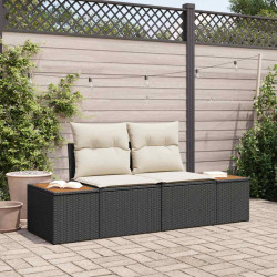 Sofa Ogrodowa Czarny 184 x 62 x 85cm polirattan
