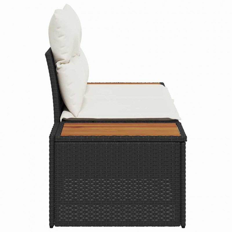 Sofa Ogrodowa Czarny 184 x 62 x 85cm polirattan