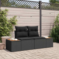 Sofa Ogrodowa Czarny 184 x 62 x 85cm polirattan