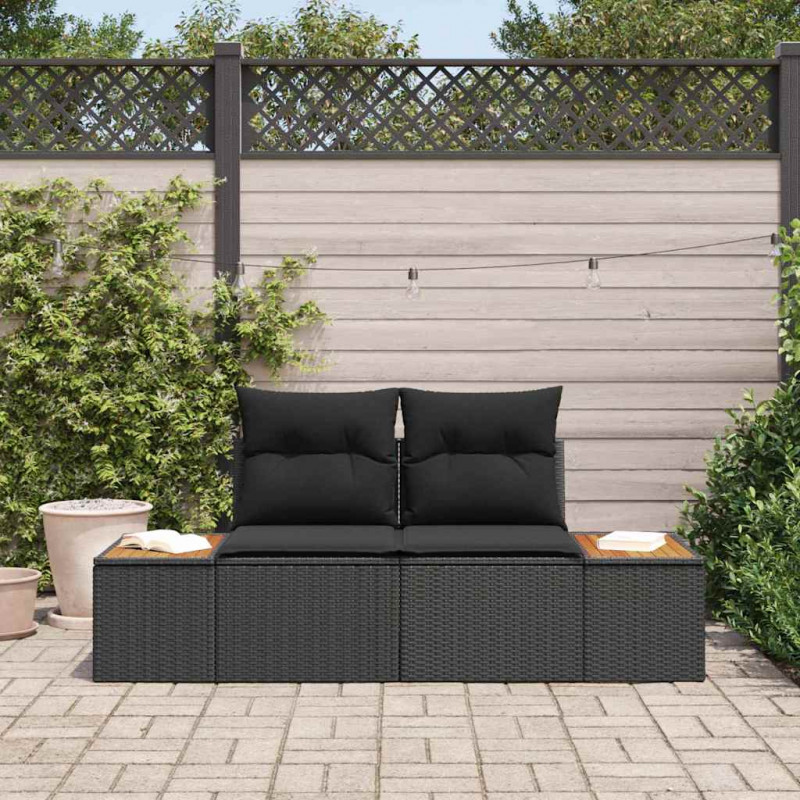 Sofa Ogrodowa Czarny 184 x 62 x 85cm polirattan