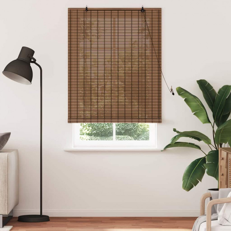 Roleta z zasłonami Brązowy 120 x 220 cm Bambus