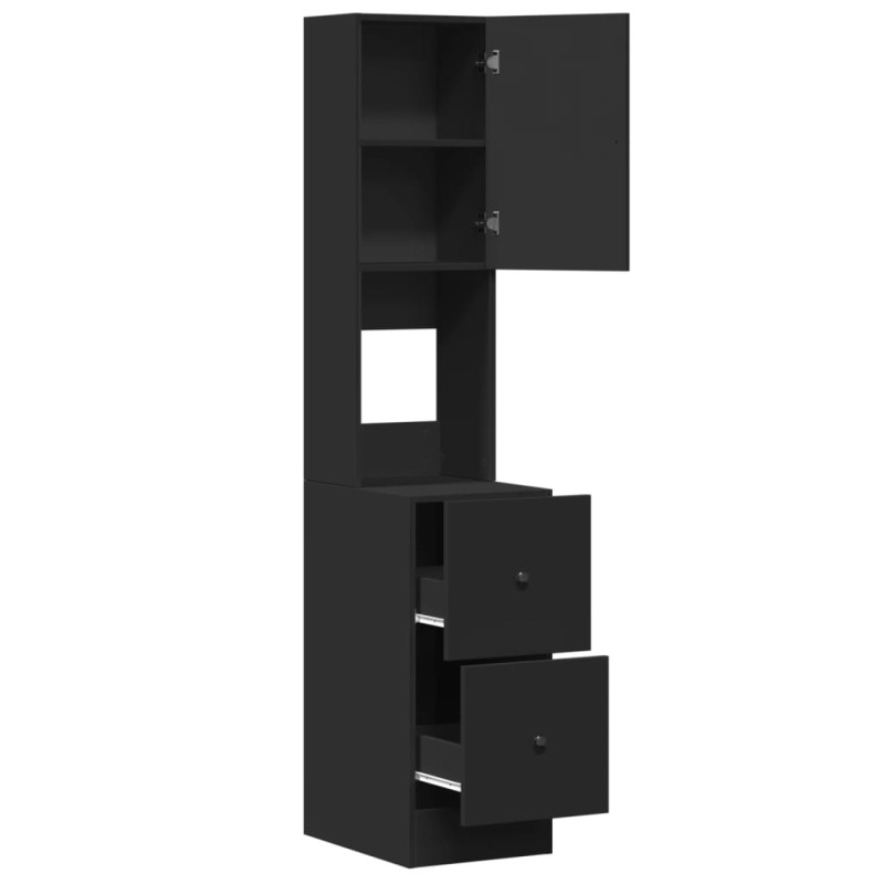 Szafka kuchenna, czarna, 35x50x180 cm, materiał drewnopochodny