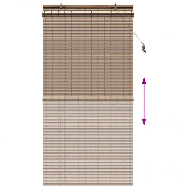 Roleta z zasłonami Brązowy 120 x 220 cm Bambus