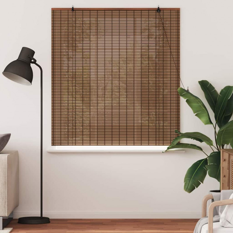 Roleta z zasłonami Brązowy 140 x 160 cm Bambus